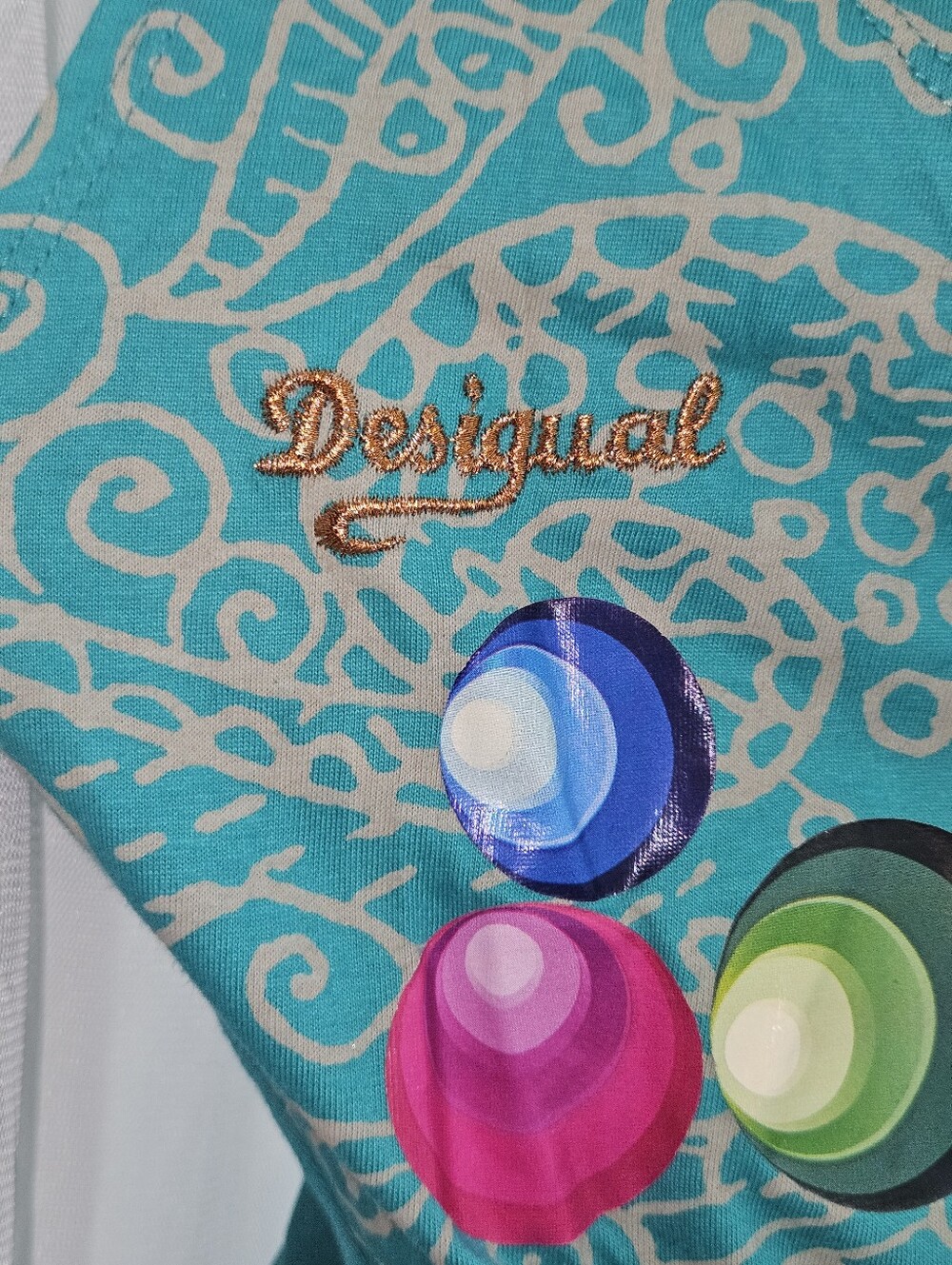 Desigual Turquoise Multicolor Mandala Print Midi Dress | Size L - Picture 5 of 10
